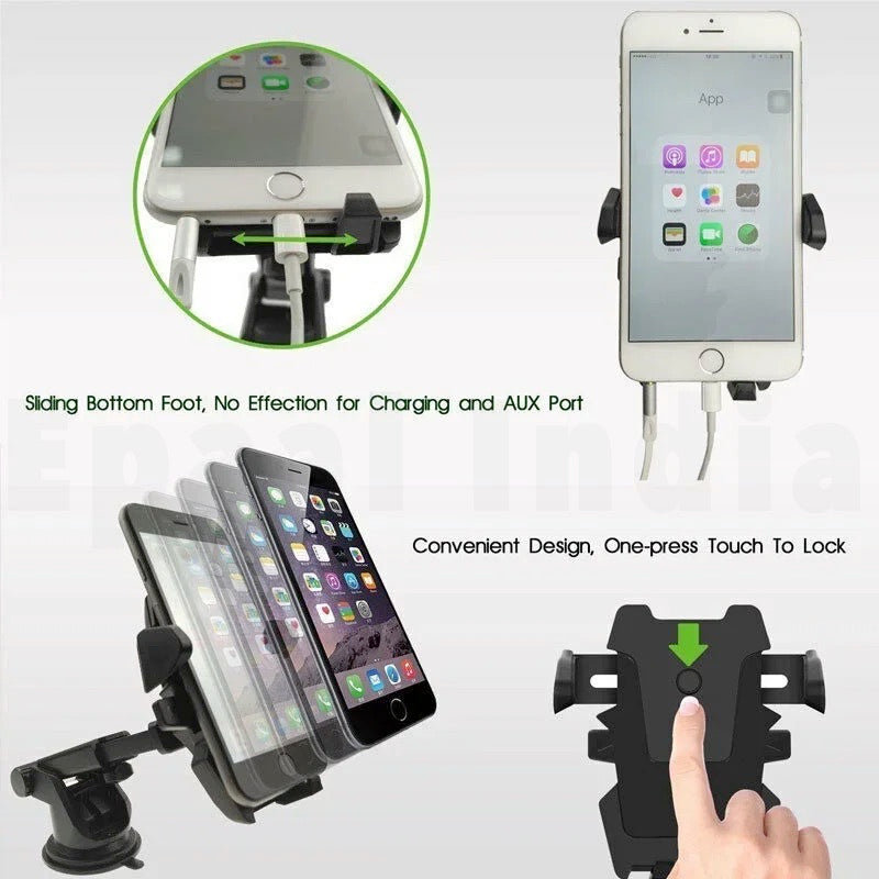 Epaal Long Neck Strong Washable Suction Cup Mobile Holder for Dashboard, WindShield