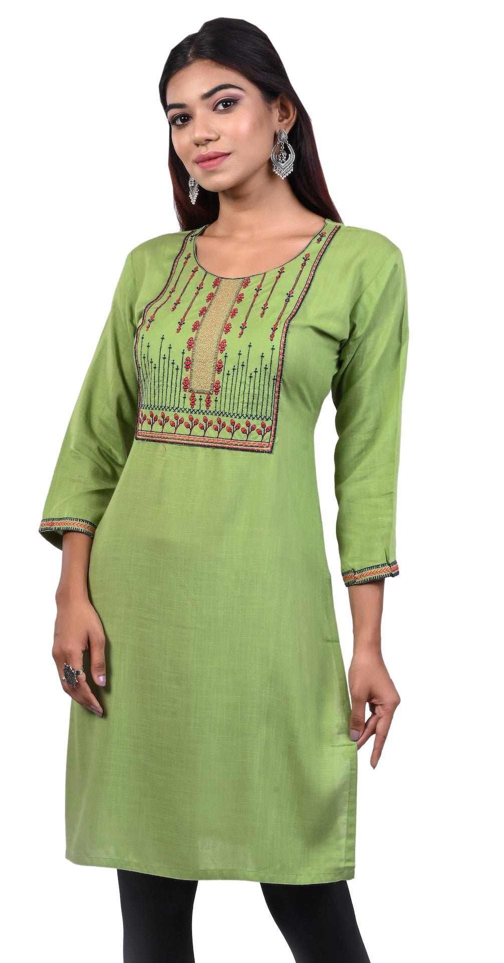 J'TTON Rayon Embroidered Straight Kurti (Pari)