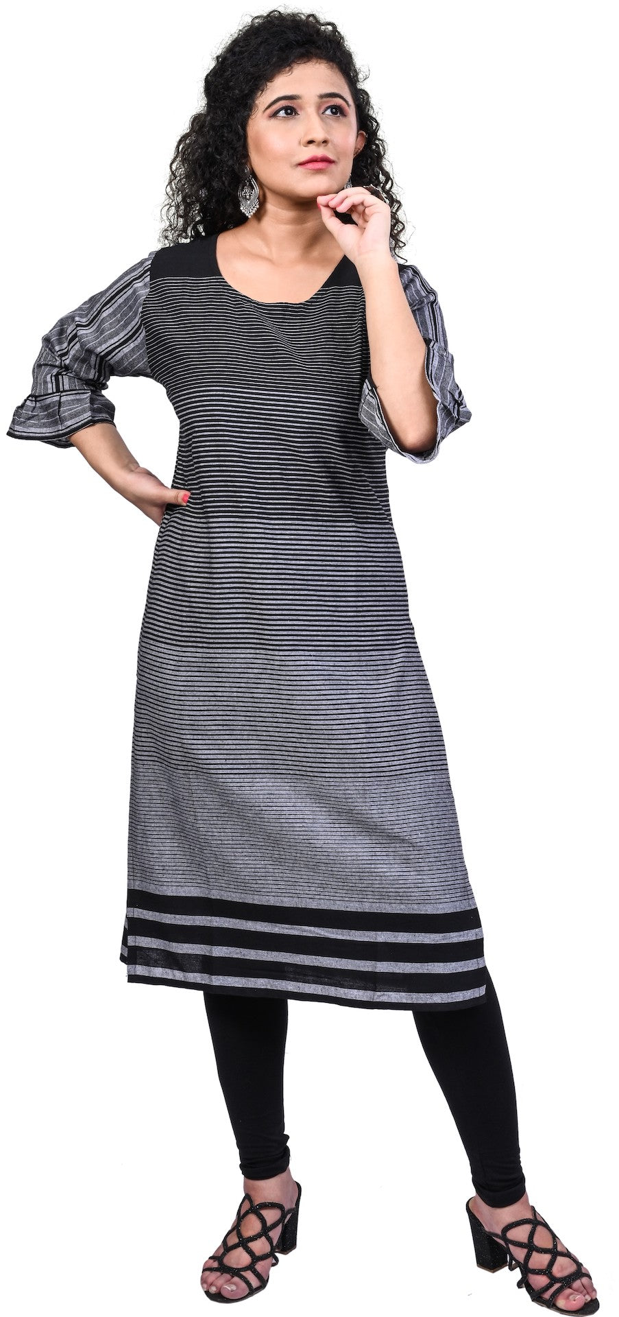 J'TTON Bell Sleeved Cotton Fancy Women Kurta (Summer)